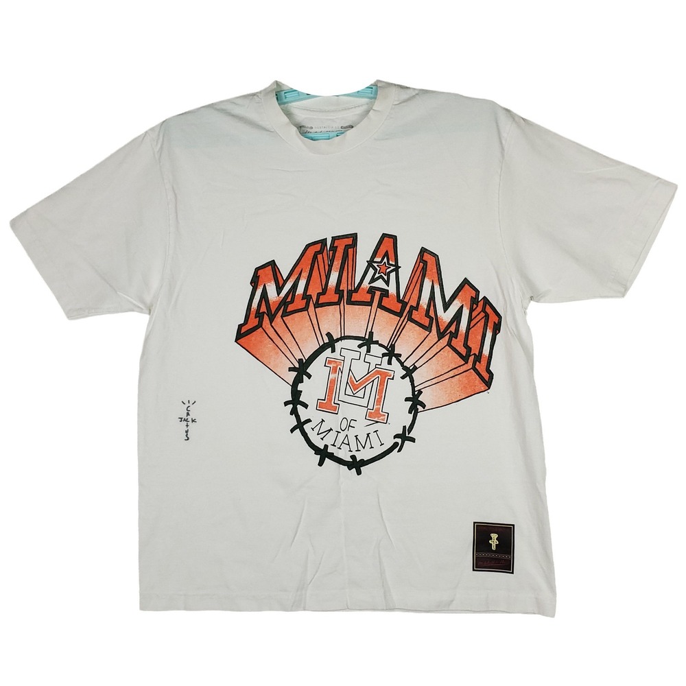 Cactus Jack Travis Scott Miami Hurricanes Mitchell &‎ Ness Large Shirt White New